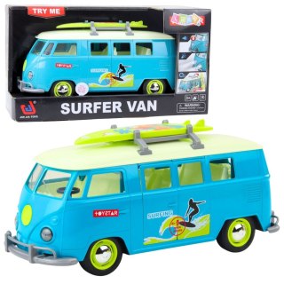 Samochód Surfer Van Bus Deska Surfingowa Światła Dźwięki Turkusowy Lean (21440)