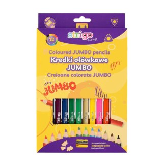 Kredki ołówkowe trójkątne z temperówką 12k JUMBO 5905658810696 12 kol. Strigo (SSC353)