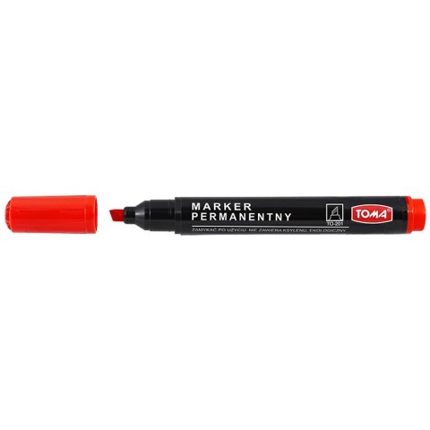 Marker permanentny wkład czerwony ścięta końcówka Toma