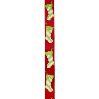 Wstążka Craft-Fun Series Xmas nadruk skarpety 15x3 [mm x m] czerwona Titanum (363076)
