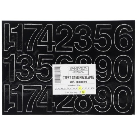 Cyfry samoprzylepne czarne Farro