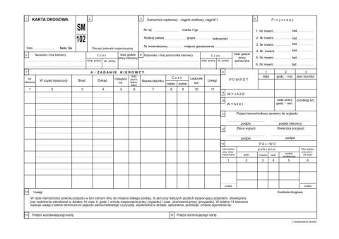 Druk offsetowy A4 Karta drogowa 100k. Stolgraf (K60)