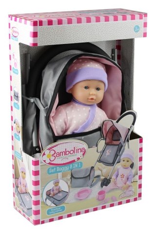 Lalka Bambolina bobas z wózkiem spacerówka [mm:] 280 Anek (BD2118)