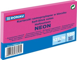 Notes samoprzylepny (karteczki) Neon różowy 100k [mm:] 127x76 Donau (7588011-16)