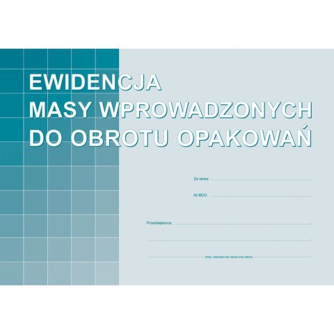 Druk offsetowy A4 Ewidencja masy wprowadzonych do obrotu opakowań 16k. Michalczyk i Prokop (S-220-1)