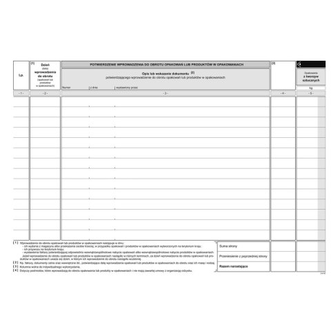 Druk offsetowy A4 Ewidencja masy wprowadzonych do obrotu opakowań 16k. Michalczyk i Prokop (S-220-1)