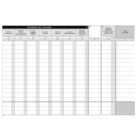 Druk offsetowy A4 Ewidencja masy wprowadzonych do obrotu opakowań 16k. Michalczyk i Prokop (S-220-1)