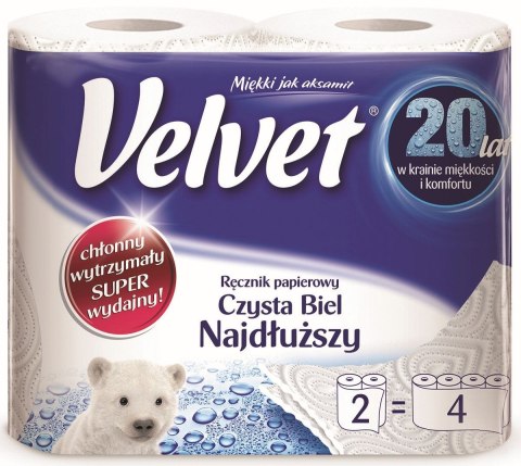 Ręcznik rolka Czysta Biel Najdłuższy kolor: biały Velvet