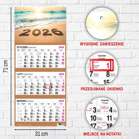 Kalendarz ścienny PLAŻA 310mm x 790mm Press