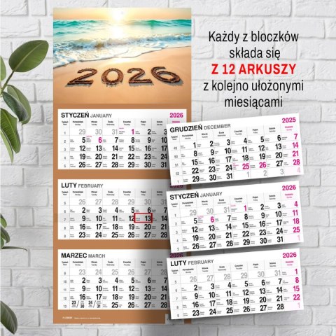 Kalendarz ścienny PLAŻA 310mm x 790mm Press