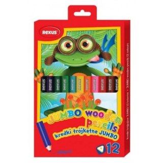 Kredki ołówkowe JUMBO TRÓJKĄTNE 12 kol. Rexus (607811)