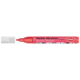 Marker specjalistyczny akrylowy-czerwony neonowy metaliczny wkład czerwone 2,5mm okrągła końcówka Toma (TO-402)
