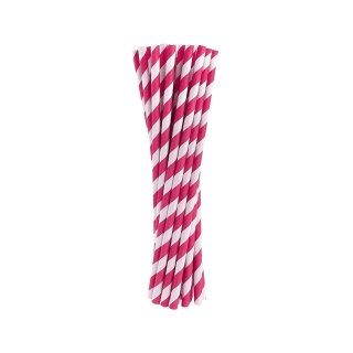 Słomka różowe w białe paski 24 sztuki Godan (PF-RPMAP)