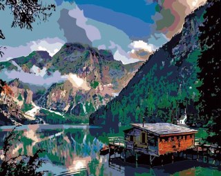 Zestaw kreatywny Malowanie po numerach 40x50cm Przystań nad górskim jeziorem Flamingo Line (fsy66)