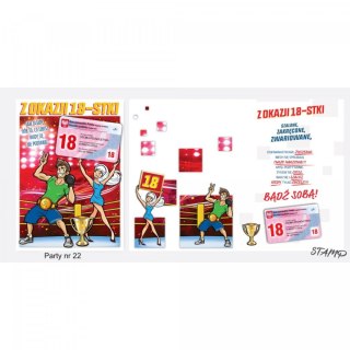 Kartka składana PARTY Urodzinowy dla chłopaka 18 lat Ev-corp (STKP-022)