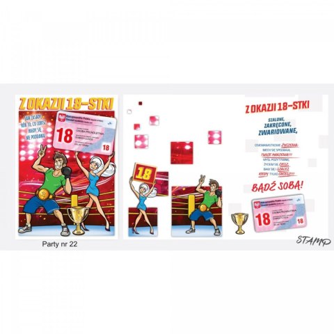 Kartka składana PARTY Urodzinowy dla chłopaka 18 lat Ev-corp (STKP-022)