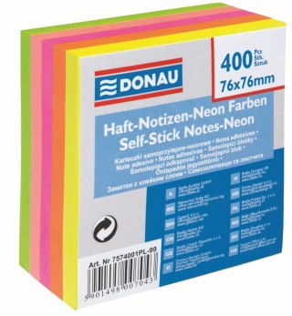 Notes samoprzylepny (karteczki) mix fluo 400k [mm:] 76x76 Donau (7574001PL-99)