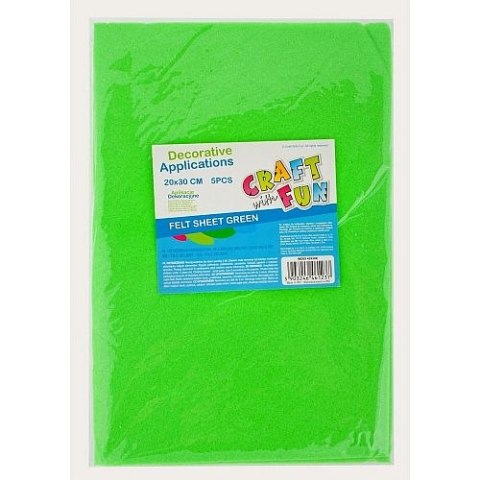Ozdoba filcowa 20x30x5szt zielona 40/80 Craft with Fun (439308)