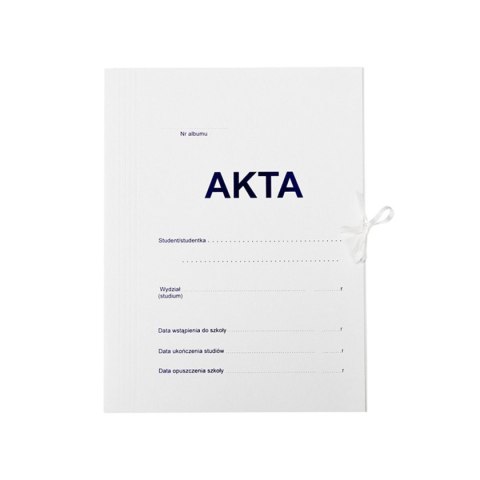 Teczka kartonowa wiązana akta studenta A4 biały 280g Bigo