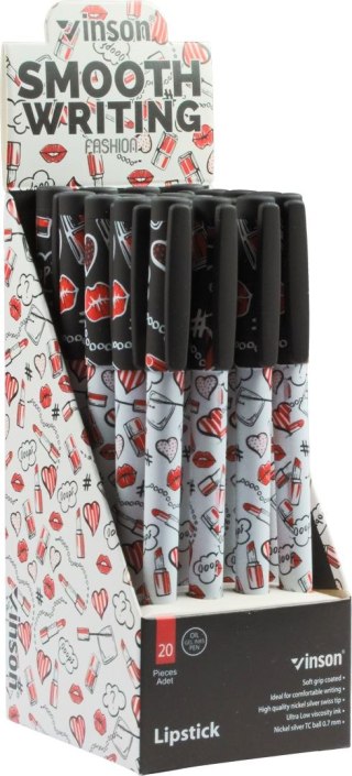 Długopis olejowy LIPSTICK A08 USTA wkład niebieski 0,7mm Vinson