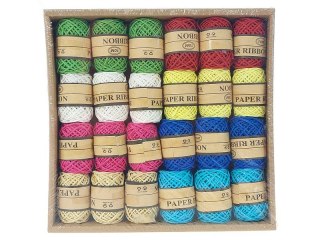 Sznurek papierowy do pakowania prezentów 10m, 8 kolorów, opak. 24 szt. 10m Adar (604452)