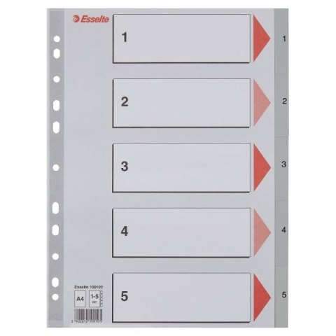 Przekładka numeryczna A4 szara 5k 1-5 Esselte (100103)