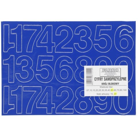 Cyfry samoprzylepne niebieskie Farro