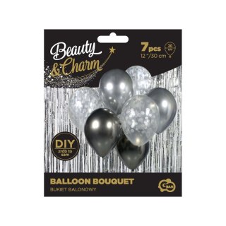 Balon foliowy bukiet balonowy srebrno-grafitowy 12cal Godan (BB-SRG7)