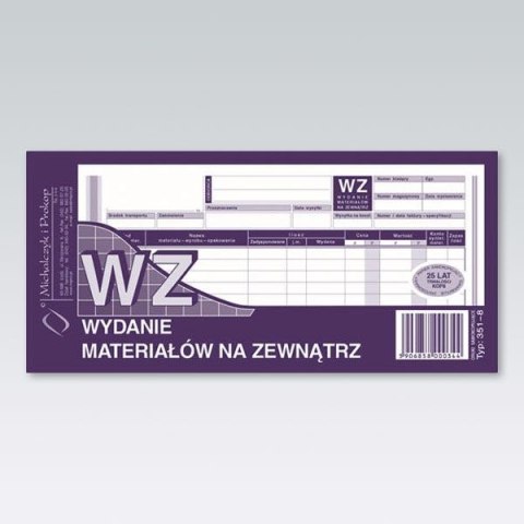 Druk samokopiujący 1/3 A4 Wydanie materiału na zewnątrz 80k. Michalczyk i Prokop (351-8)