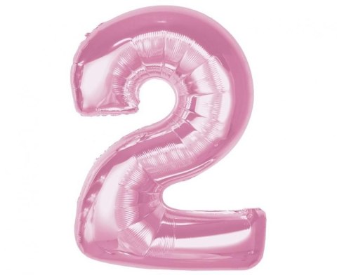 Balon foliowy Smart, cyfra 2, j. różowa, 92 cm Godan (CH-S9J2)