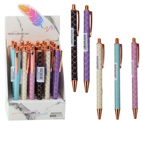 Długopis Metalowy Automatyczny Efekt Łuski wkład niebieski 1,0mm Lean (21562)