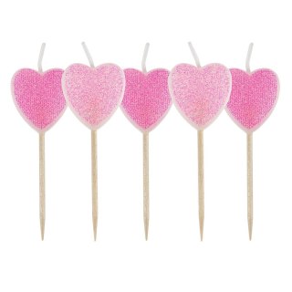 Świeczka ozdobna serca na piku 5szt. Arpex (DS3492)