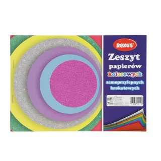 Zeszyt papierów kolorowych brokatowych samoprzylepnych A5 8k Rexus (6092926)
