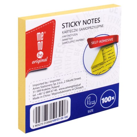 Notes samoprzylepny (karteczki) żółte Memobe (MB103-06-100)