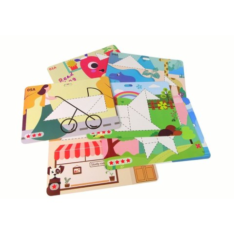 Układanka Tangram 7 Magnetycznych Klocków Puzzle Kolorowe Lean (14113)