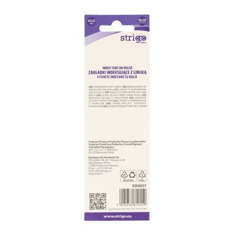 Zakładki indeksujące + linijka 12x45mmx 10 kol 5905658810559 200k [mm:] 12x45 Strigo (SSN037)