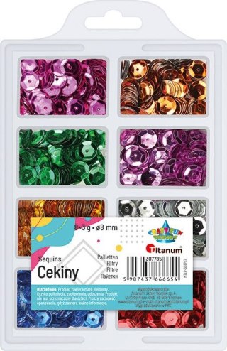 Zestaw cekinów Titanum Craft-Fun Series okrągłych 8 kolorów x 3g