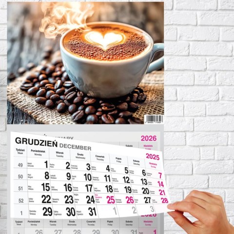 Kalendarz ścienny PREMIUM trójdzielny A4 Press (KAWA)