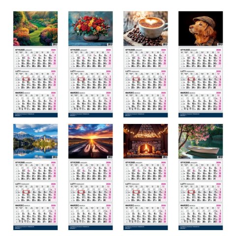 Kalendarz ścienny PREMIUM trójdzielny A4 Press (KAWA)