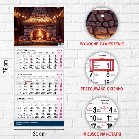 Kalendarz ścienny PREMIUM trójdzielny A4 Press (KOMINEK)