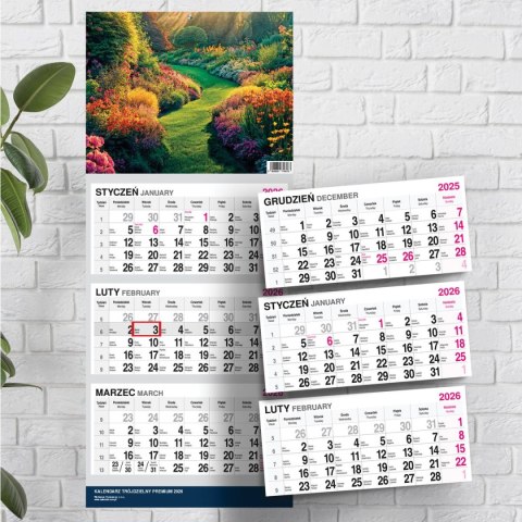 Kalendarz ścienny PREMIUM trójdzielny A4 Press (OGRÓD)