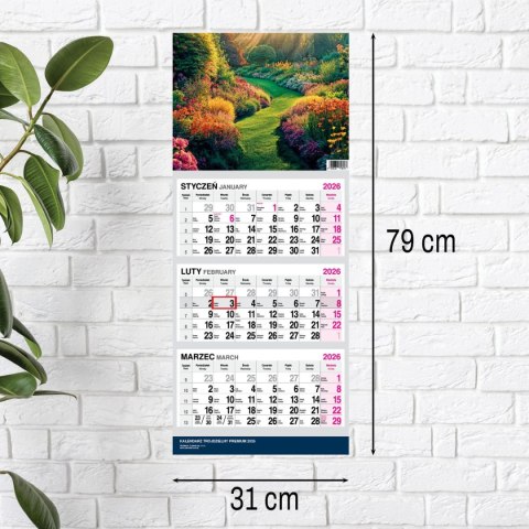 Kalendarz ścienny PREMIUM trójdzielny A4 Press (OGRÓD)