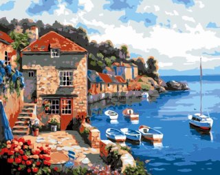 Zestaw kreatywny Malowanie po numerach 40x50cm Kamienny taras nad Morzem Śródziemnym Flamingo Line (fys133)