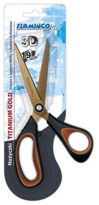 Nożyczki tytanowe złote ostrze 3D 19cm Flamingo (FL055547)