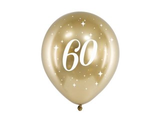 Balon gumowy Glossy 60 urodziny złoty 300mm Partydeco (CHB14-1-60-019-6)