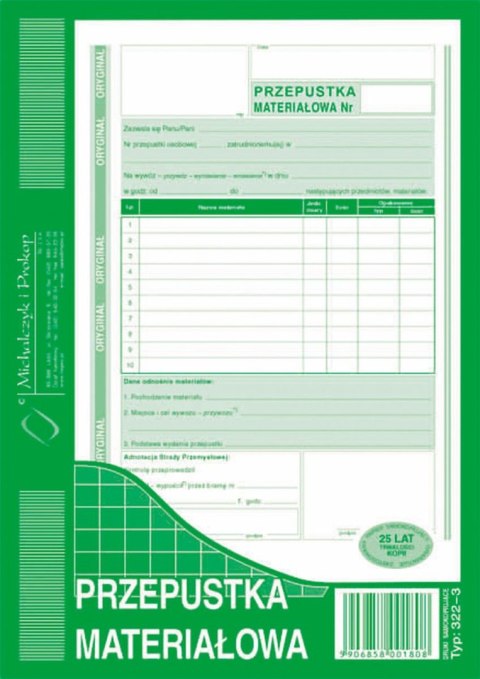 Druk samokopiujący A5 S o/1k 80k. Michalczyk i Prokop (322-3)