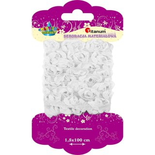 Ozdoba materiałowa Craft-Fun Series materiałowe róże na tiulowej tasiemce Titanum (D23)