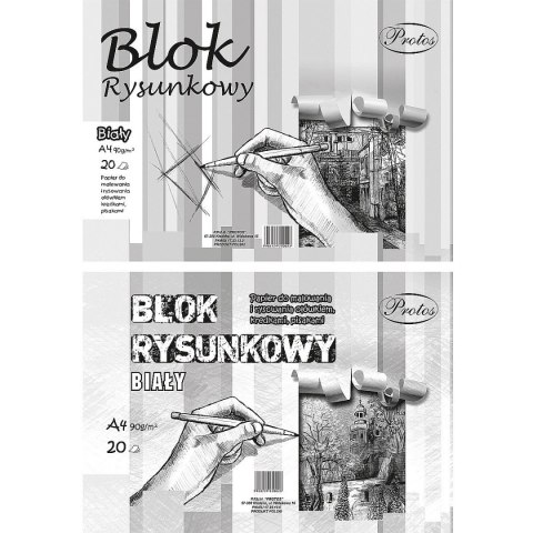 Blok rysunkowy A4 biały 90g 20k Protos