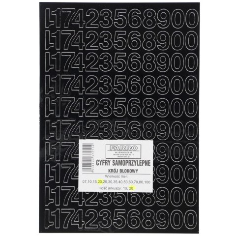 Cyfry samoprzylepne czarne Farro