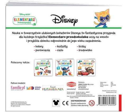 Książka dla dzieci Disney Uczy. Elementarz Przedszkolaka. 3 lata! Ameet (UEP 9308)
